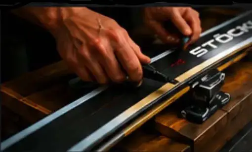 SkiSharp hand tuning a Stöckli ski